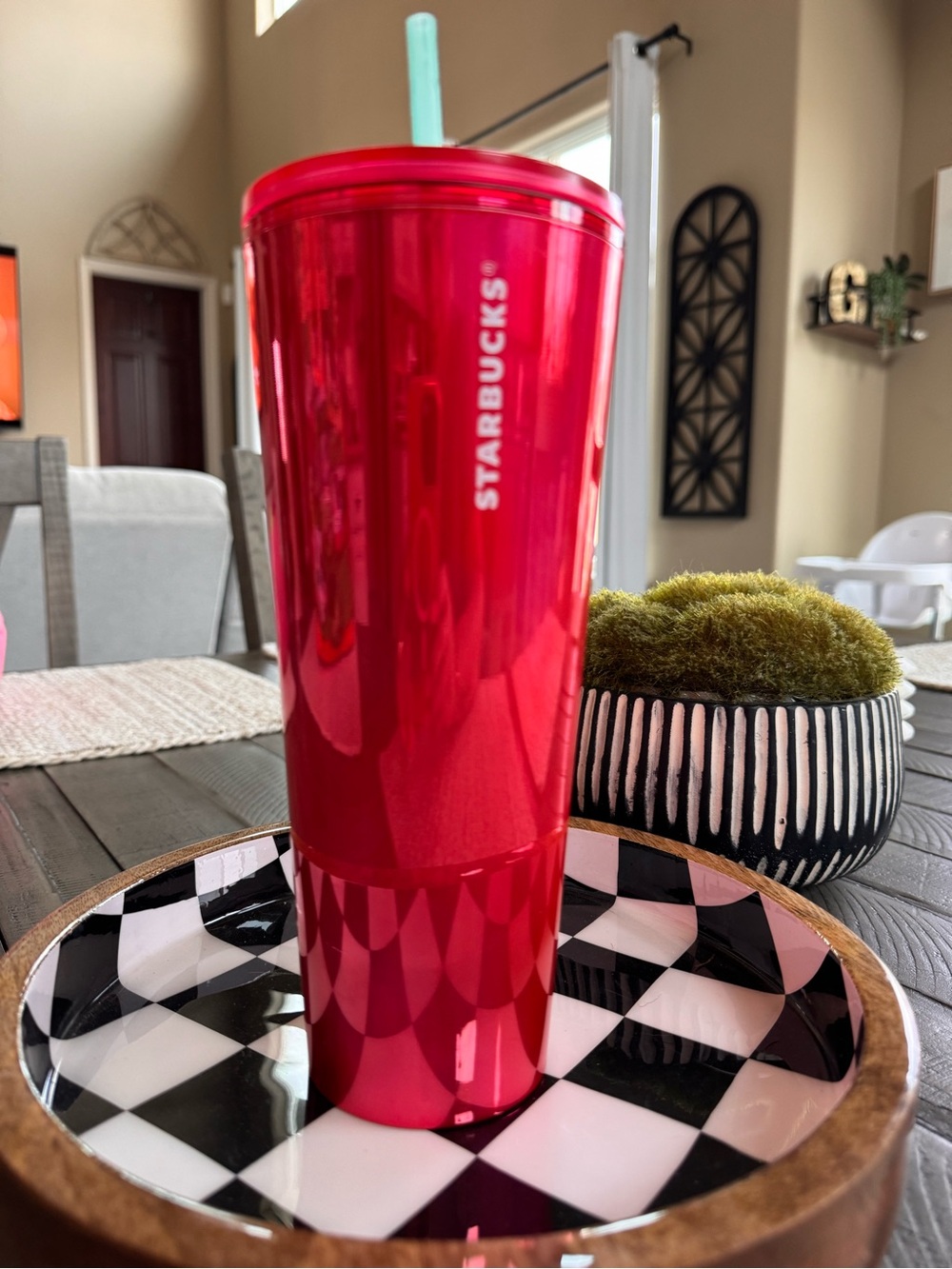 Starbucks Red Tumbler with Mint Straw